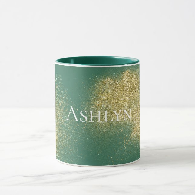 Green Gold Glitzy Glitter   Mug (Center)