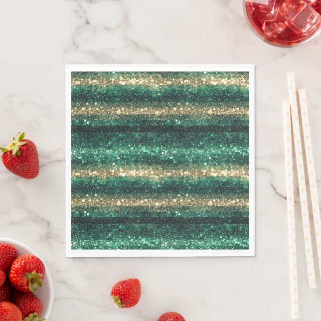 Green Gold Glitzy Glitter St. Patrick's Day   Napkin (Insitu)