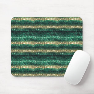 Green Gold Glitzy St. Patrick's Day Glitter Mouse Pad