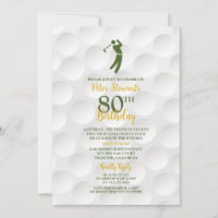 Green Gold Golfball Golfer Golf 80th Birthday