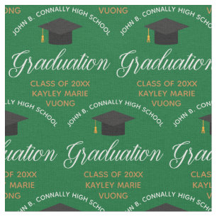 Green Gold Graduate Personalized Graduation Fabric