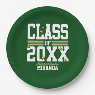 Green Gold Graduating Class Year Paper Plate