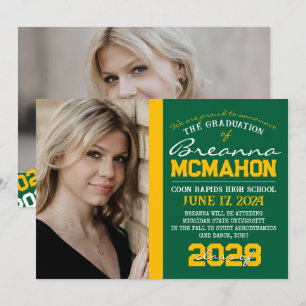 Green & Gold Graduation 2 Photo Announcement