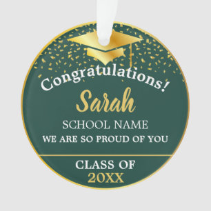 Green & Gold Graduation Class Of 2024 Custom Name Ornament