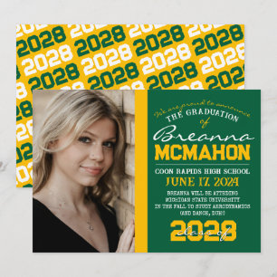 Green & Gold Graduation Photo Announcement