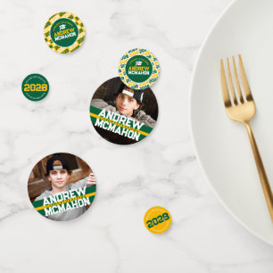 Green & Gold Graduation Photo Personalized Party Confetti