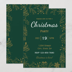 Green & Gold Holiday Invitation Modern Glam Xmas