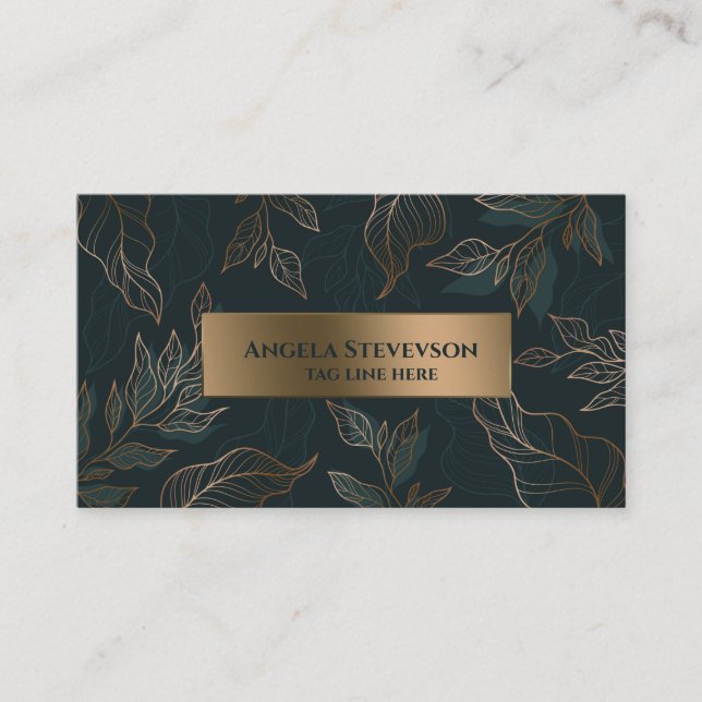 green gold leaves business card (Front)