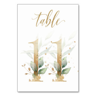 Green Gold Leaves Table 11, Table Number