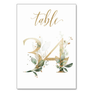 Green Gold Leaves Table 34, Table Number