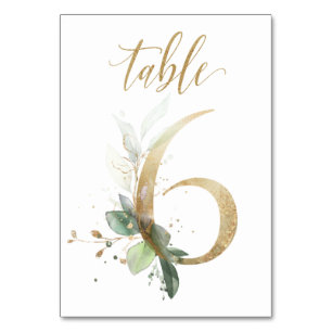 Green Gold Leaves Table 6, Table Number