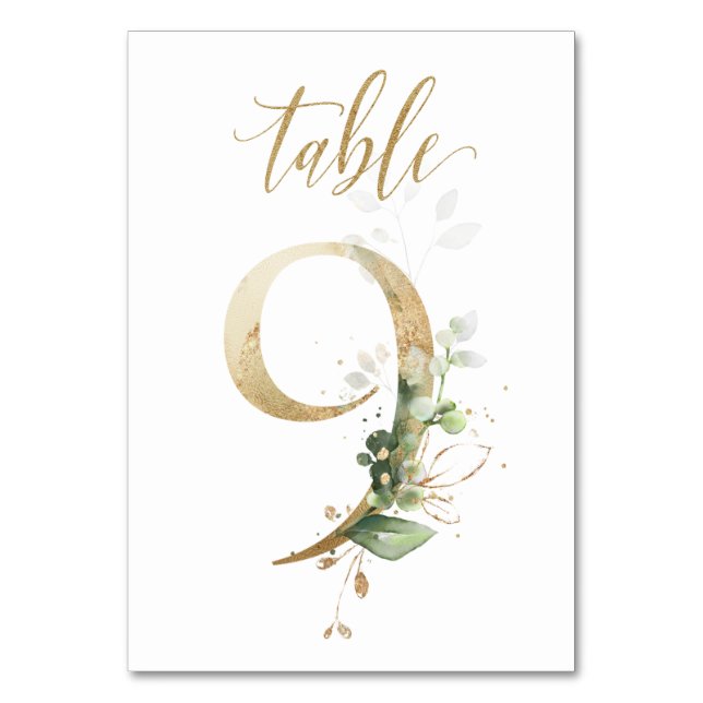 Green Gold Leaves Table 9, Number (Front)
