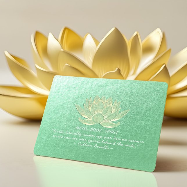 Green Gold Lotus Yoga Meditation Instructor Quote Postcard (Creator Uploaded)