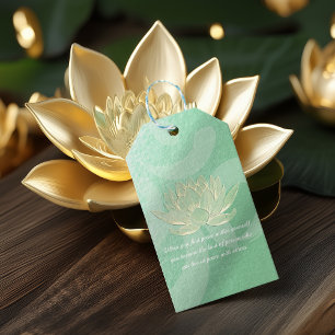 Green Gold Lotus Yoga Meditation Instructor Quotes Gift Tags