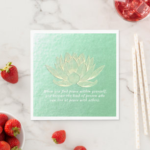 Green Gold Lotus Yoga Meditation Instructor Quotes Napkin