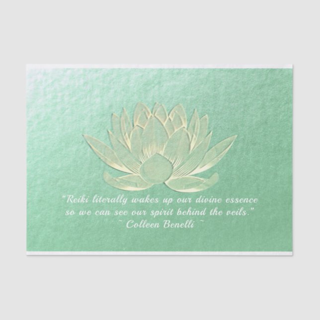 Green Gold Lotus Yoga Meditation Instructor Quotes Tissue Paper (Front)