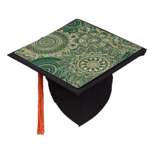 Green Gold Mandala Collection Graduation Cap Topper