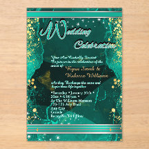 Green & Gold Marble Flat Card 