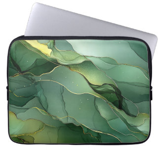 Green Gold Marble  Laptop Sleeve