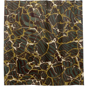 Green Gold Marble Pattern Shower Curtain