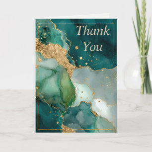 Green & Gold Marble Thank You Card