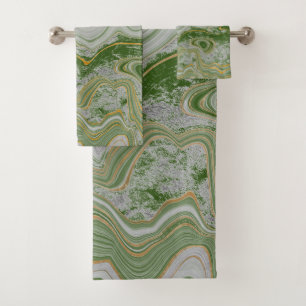 Green Gold Marble Towel BATHROOM TOWEL SET