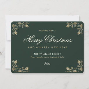 Green Gold Merry Christmas Happy New Year Card
