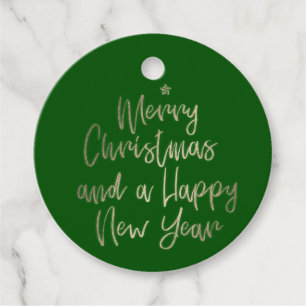 Green Gold Merry Christmas Personalized Favour Tag