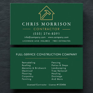 Green Gold Modern Building Construction  Business Card