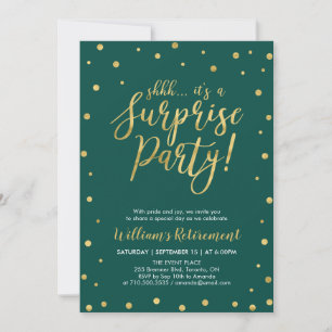 Green & Gold   Modern Surprise Retirement Party Invitation