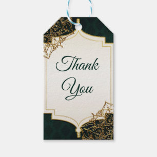 Green & Gold Moroccan Arabian Nights Wedding Favou Gift Tags