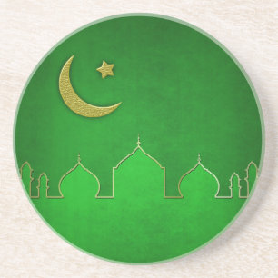 Green Gold Mosque Moon Star Coaster