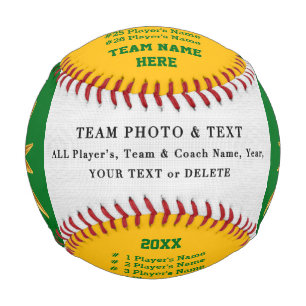 Green Gold Personalized Baseball Ball Thanks Coach