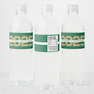 Green & Gold Personalized Graduation Water Bottle Label