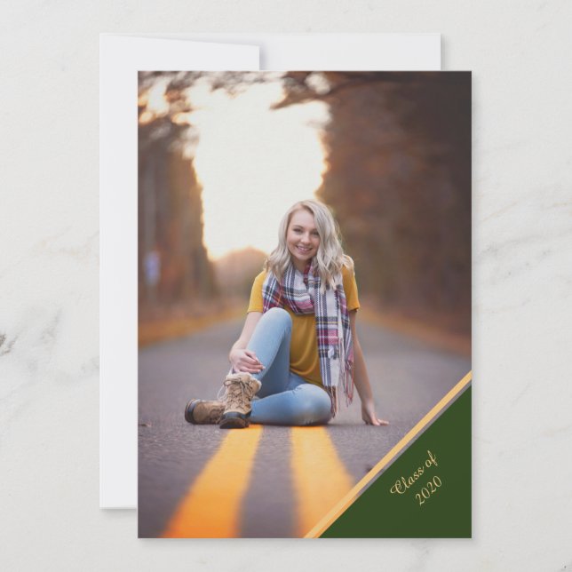 Green & Gold Photo Graduation Announcement (Front)