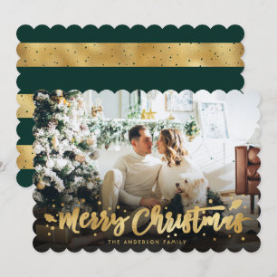 Green Gold Photo Merry Christmas Card