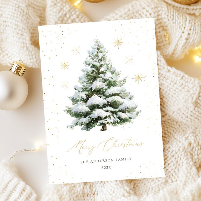 Green Gold Pine Tree Christmas Card (Creator Uploaded)
