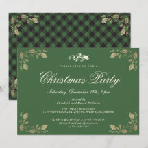 Green Gold Plaid Christmas Holiday Party