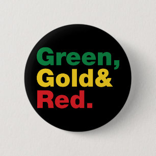Green, Gold & Red. 2 Inch Round Button