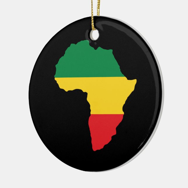Green, Gold & Red Africa Flag Ceramic Ornament (Left)