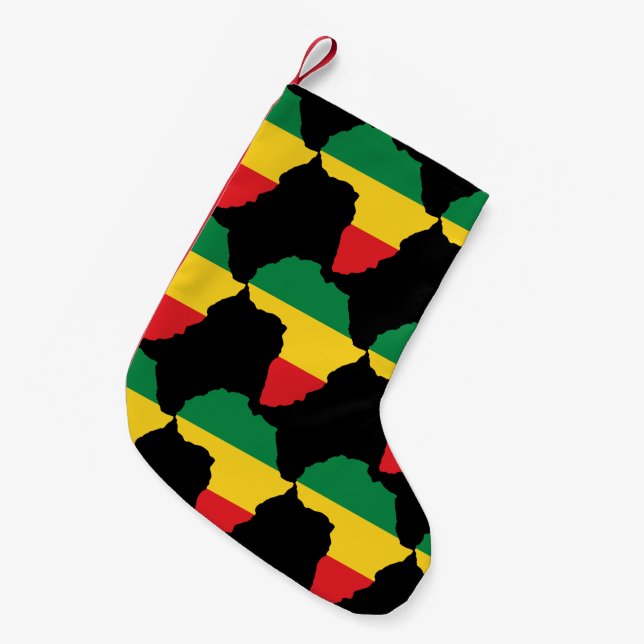Green, Gold & Red Africa Flag Small Christmas Stocking (Front (Hanging))