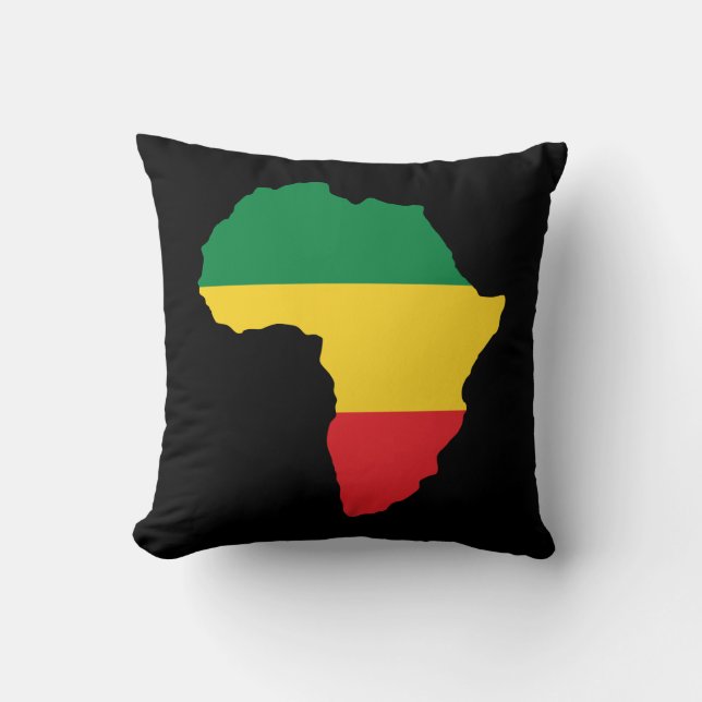 Green, Gold & Red Africa Flag Throw Pillow (Front)