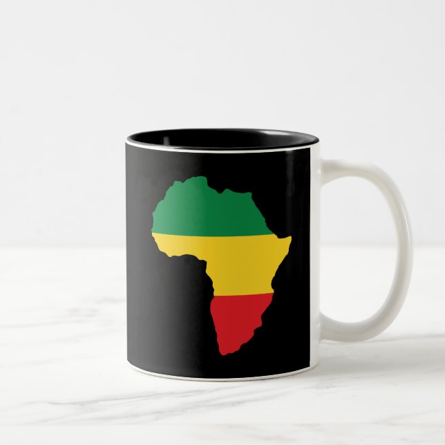 Green, Gold & Red Africa Flag Two-Tone Coffee Mug (Right)