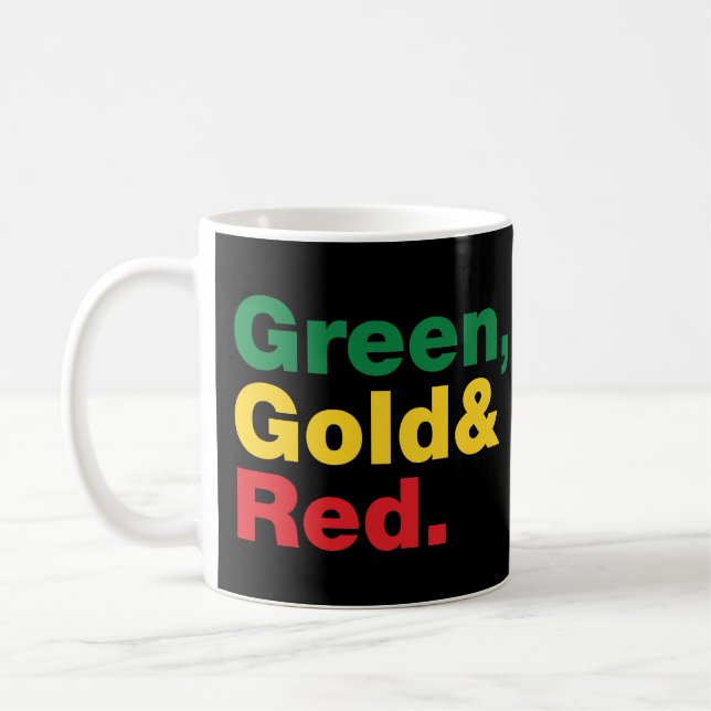 Green, Gold & Red. Coffee Mug (Left)