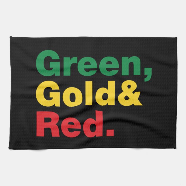 Green, Gold & Red. Kitchen Towel (Horizontal)