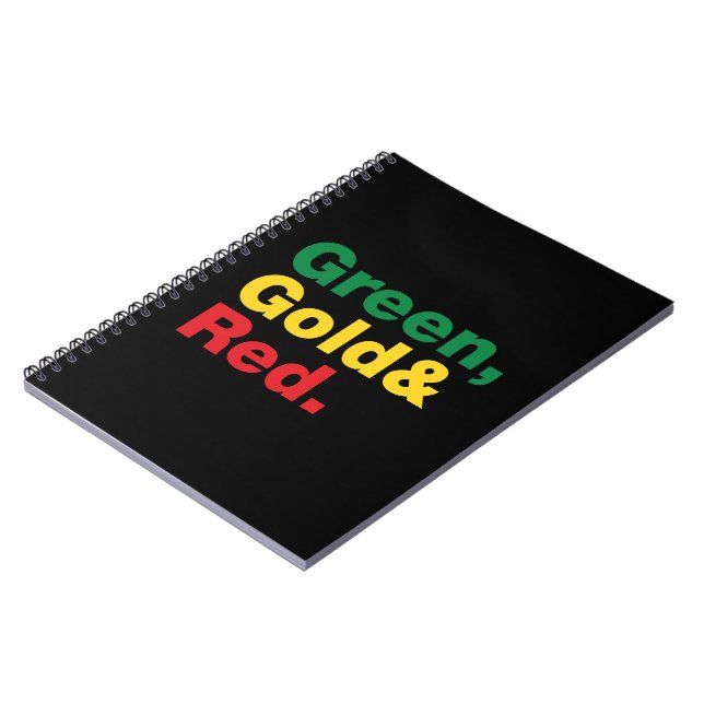 Green, Gold & Red. Notebook (Left Side)