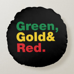 Green, Gold & Red. Round Pillow