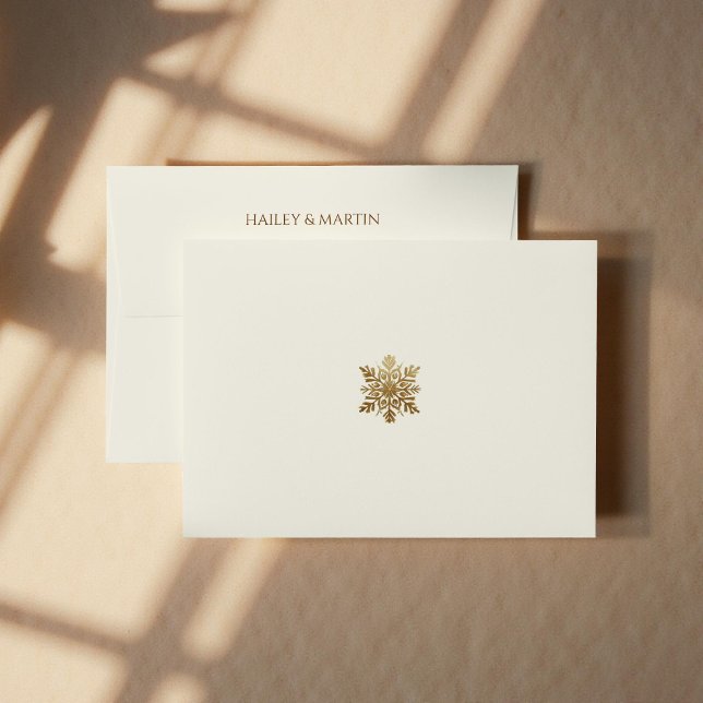 Green Gold Red Snowflake Holiday Return Address  Envelope (Creator Uploaded)