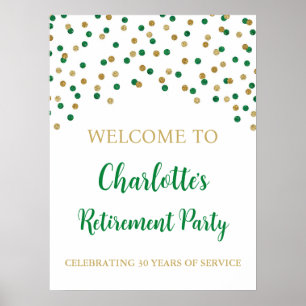 Green Gold Retirement Party Custom 18x24 Poster