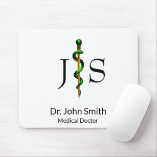 Green Gold Rod of Asclepius Herbal Medical Mouse Pad
